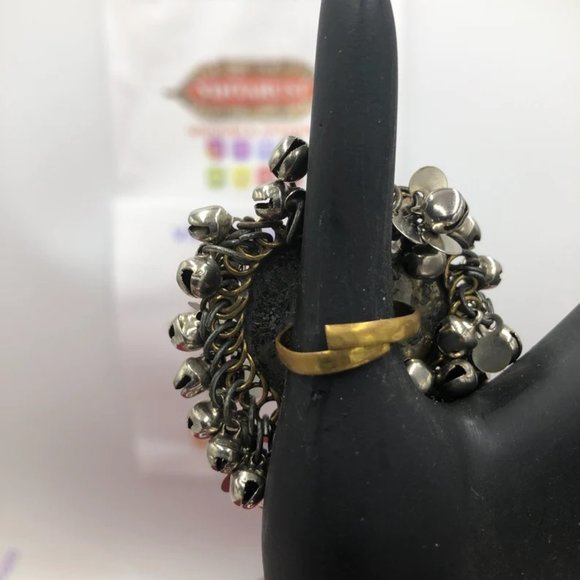 Ethnic Afghan Silver Kuchi Bells Ring, Afghan Statement Massive Ring - Picture 5 of 6